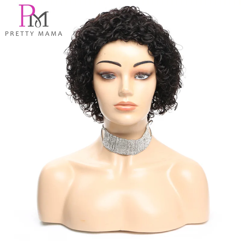 Парики фея человеческие волосы дешевый короткий вьющийся парик без клея