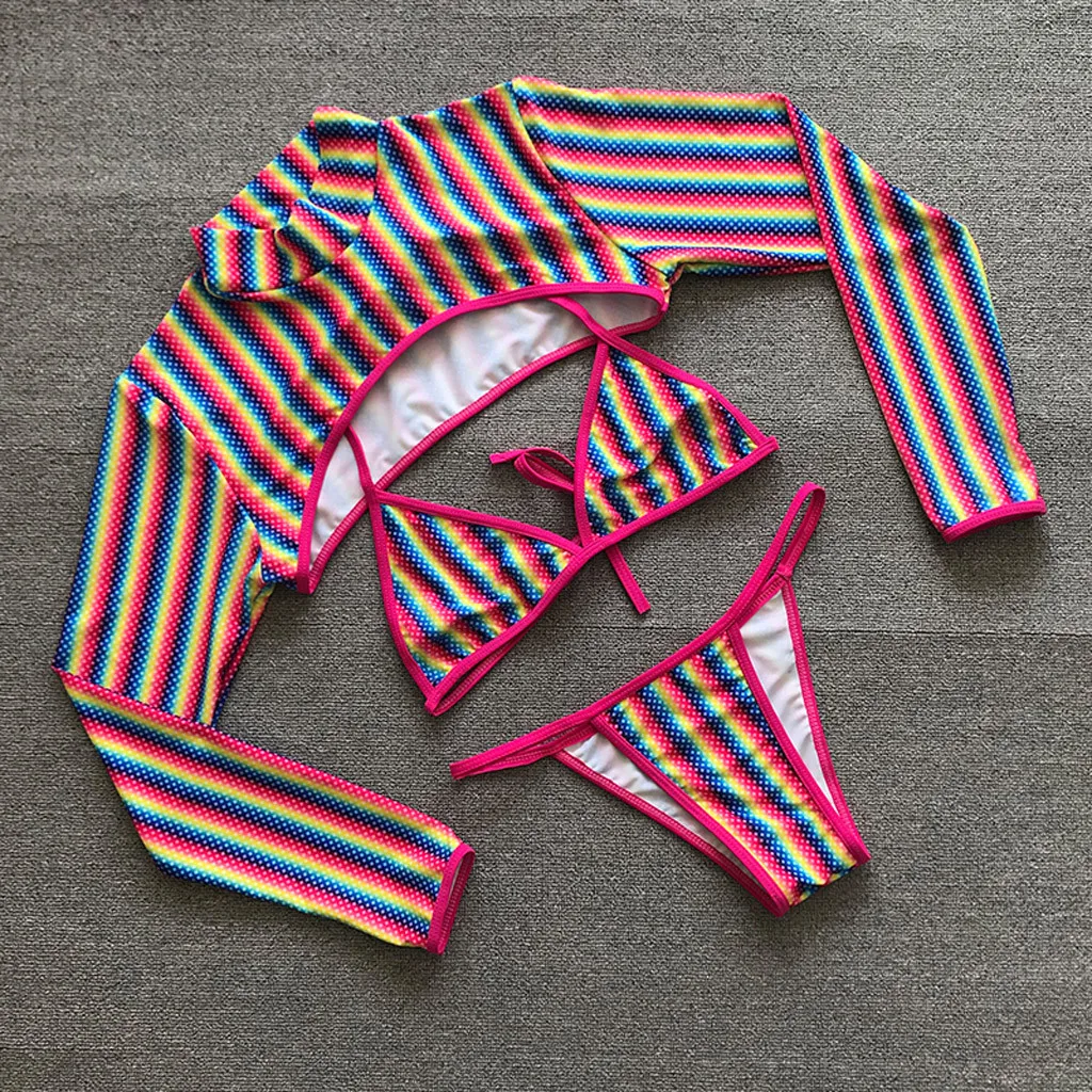 Купальник SAGACE из 3 предметов с радужным градиентным принтом купальник длинным