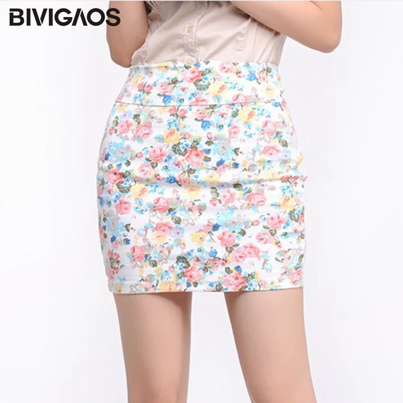 Bivigaos Лето Женская Стиль досуга Корейская Сексуальная Мини юбка эластичная ткань