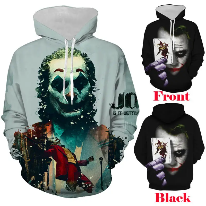 

New Cool Fashion Men Women 3D Printed Joker Pullover Hoodie Sweatshirt Hooded Coat Tops