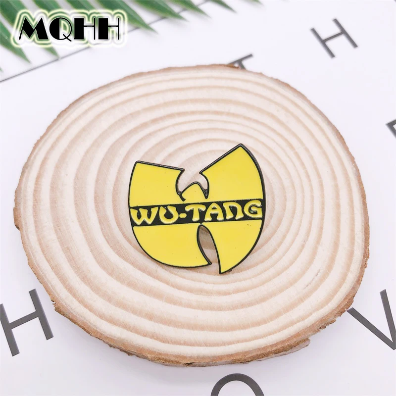 

Creative Yellow Leaves WUTANG Semicircle Enamel Brooch Geometric Alloy Badge Denim Shirt Bag Pin Fashion Cute Jewelry Gift