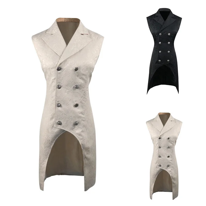 HEFLASHOR цветочный принт мужской Костюмный пиджак без рукавов Длинный жилет костюм