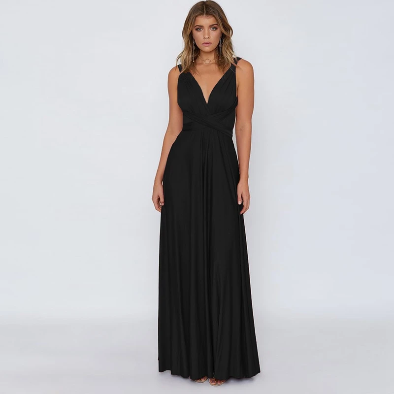 

Fashion Summer Deep V Neck Party Dress Women Sexy Elegant Vintage Bandage Dress Bodycon Black Long Dresses Lady Vestidos