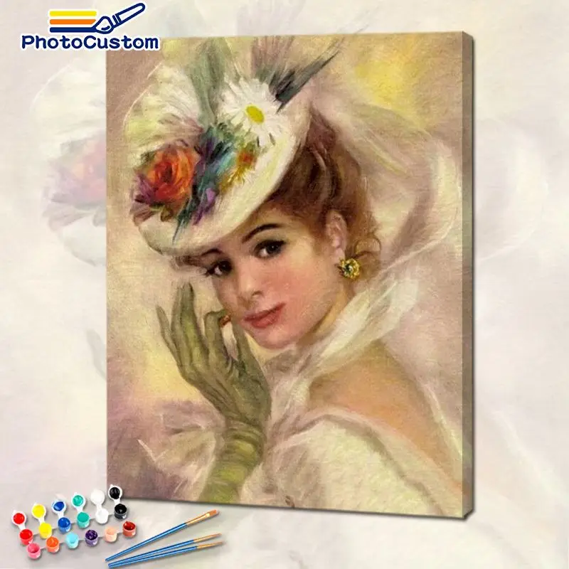 

PhotoCustom Acrylic Paint By Numbers Kits On Canvas Beauty Girl DIY Frameless 60x75cm Figure Oil Painting By Numbers Home Decor
