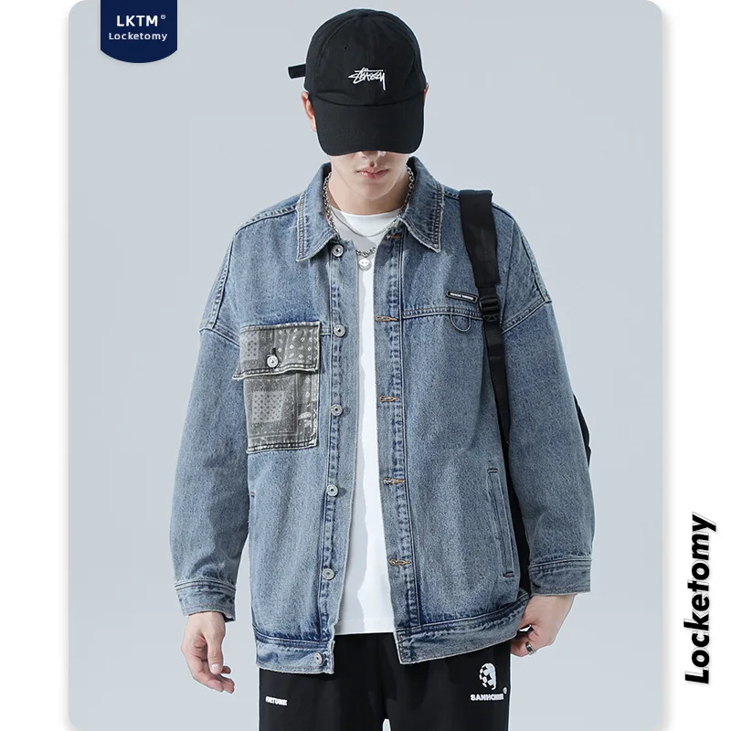

Men's Denim Jacket Men's Large Size Loose Autumn And Winter New Wash Tooling All-Match Retro Jacket