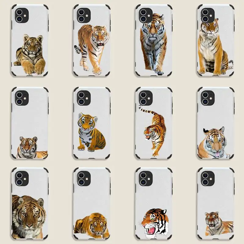 

Tiger animal Phone Case Lambskin Leather For iphone 12 11 8 7 6 XR X XS PLUS MINI PLUS PRO MAX Shockproof