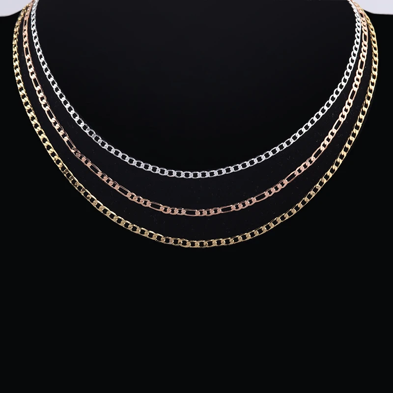 

5pcs/lot 42cm Cuban Link Chain Bulk Chains Sliver Gold Figaro Chain Necklaces Chains With Lobster Clasps For Women Jewelry DIY