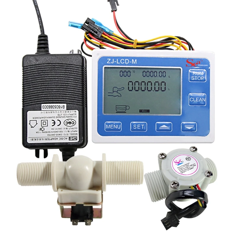 

Digital LCD Display Quantitative Controller Water Control + 1" Hall Effect Flow Sensor Flowmeter + 1" Solenoid Valv-e N/C Norma