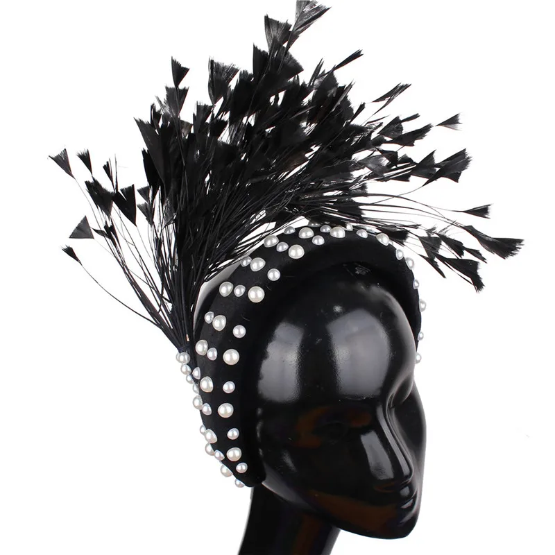 Женская повязка на голову с перьями свадебная |