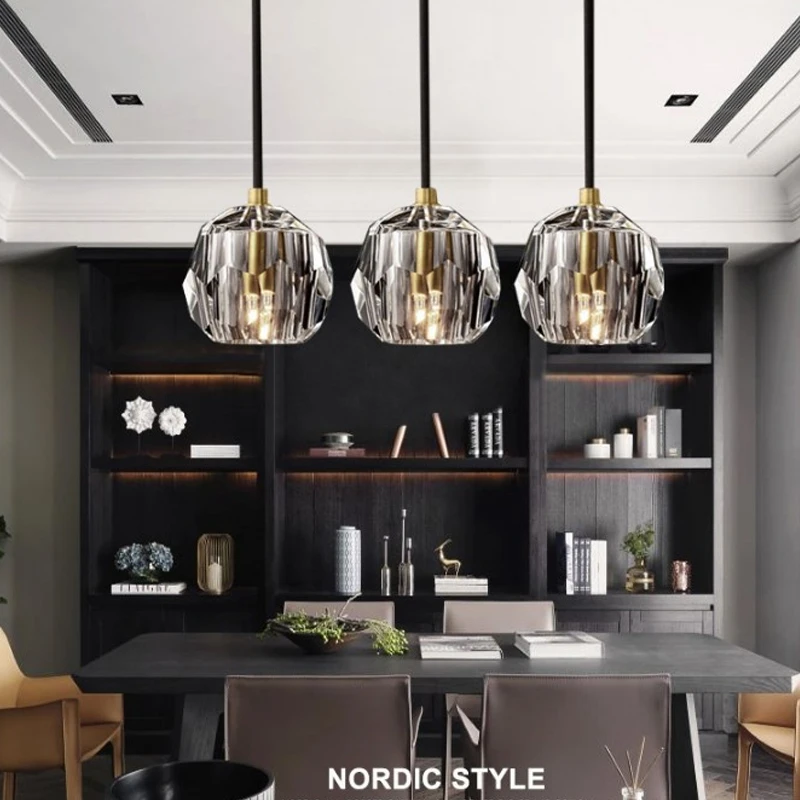 Скандинавский Золотой подвесной светильник для столовой Современный