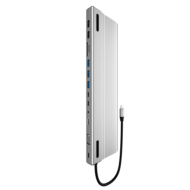 

USB-C HUB with 14-In-1 USB 3.0 USB 2.0 Type-C SD/TF Cards Slots HDMI RJ45 Audio 3.5 VGA PD Docking Station for Laptop