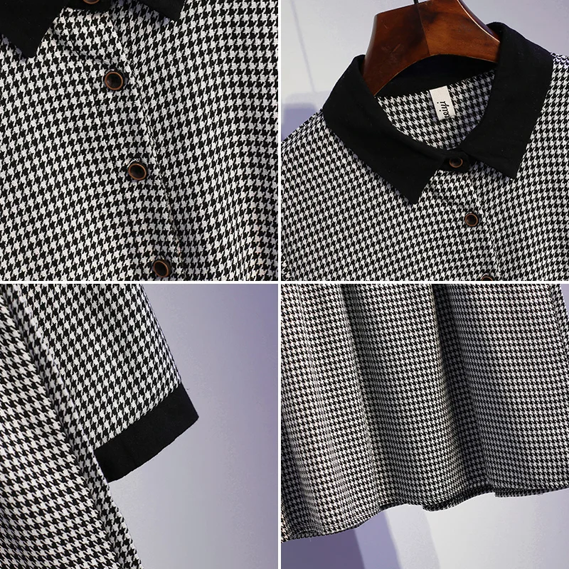 Женское повседневное осеннее платье размера плюс в Корейском стиле винтажное