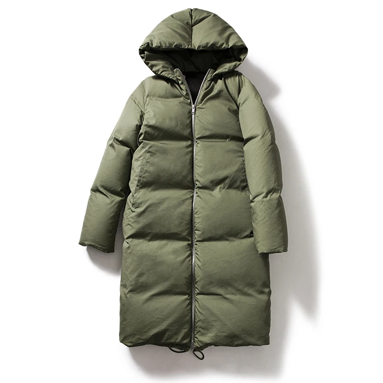 Женская длинная куртка на белом утином пуху со съемным капюшоном зима 2020 | одежда