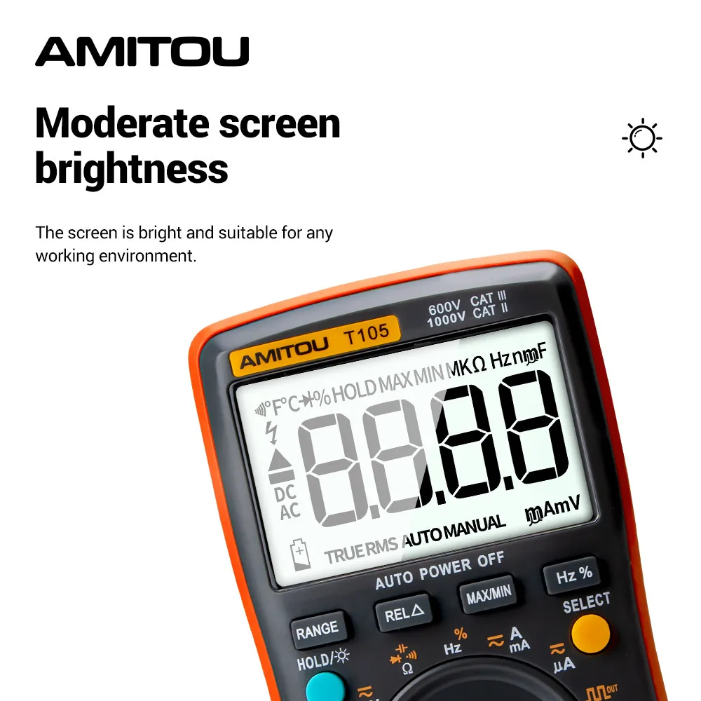Цифровой мультиметр T105 с Умной защитой амперметр переменного/постоянного тока