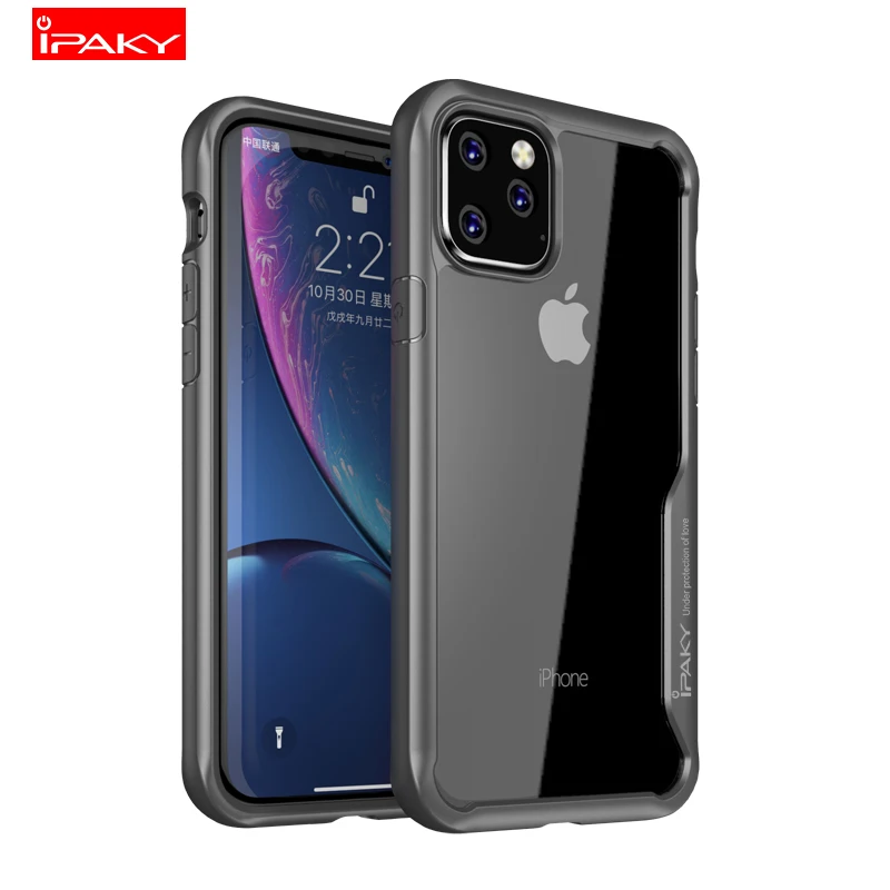 Чехол для iphone 11 IPAKY противоударный чехол Роскошный прозрачный силикон ТПЭ+ Чехлы для телефона для apple iphone 11 pro максимальный чехол - Цвет: Grey