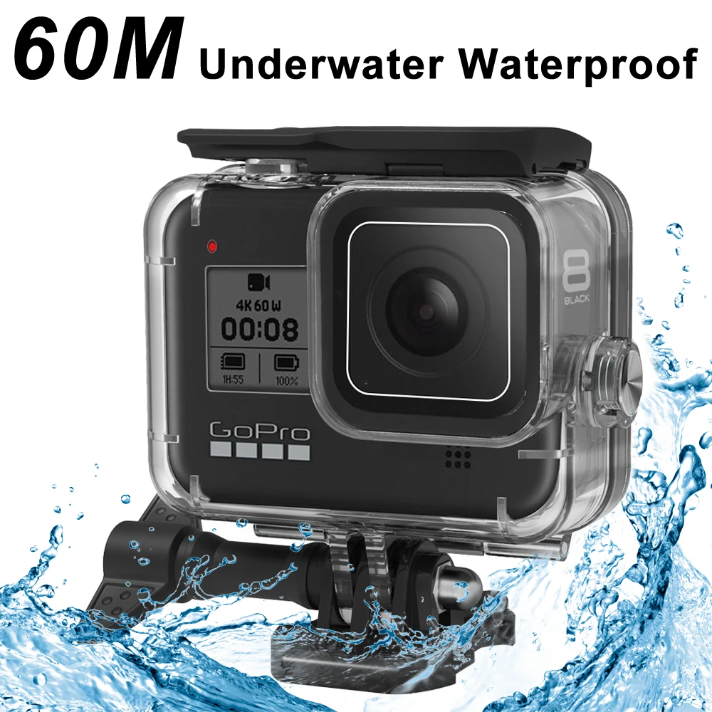 60 м водонепроницаемый чехол для GoPro Hero 8 черный корпус для подводного погружения защитный чехол для дайвинга крепление для Go Pro 8 аксессуары для камеры