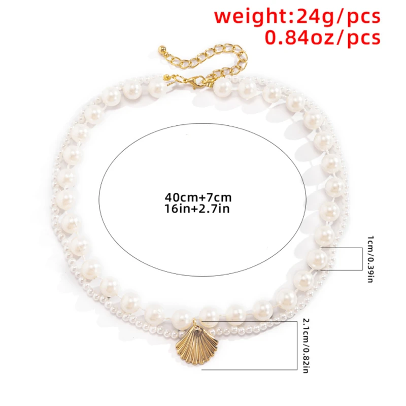 

Ailodo Multilayer Pearl Chain Necklace For Women Gold Silver Color Shell Chokers Necklace Statement Fashion Jewelry Girls Gift