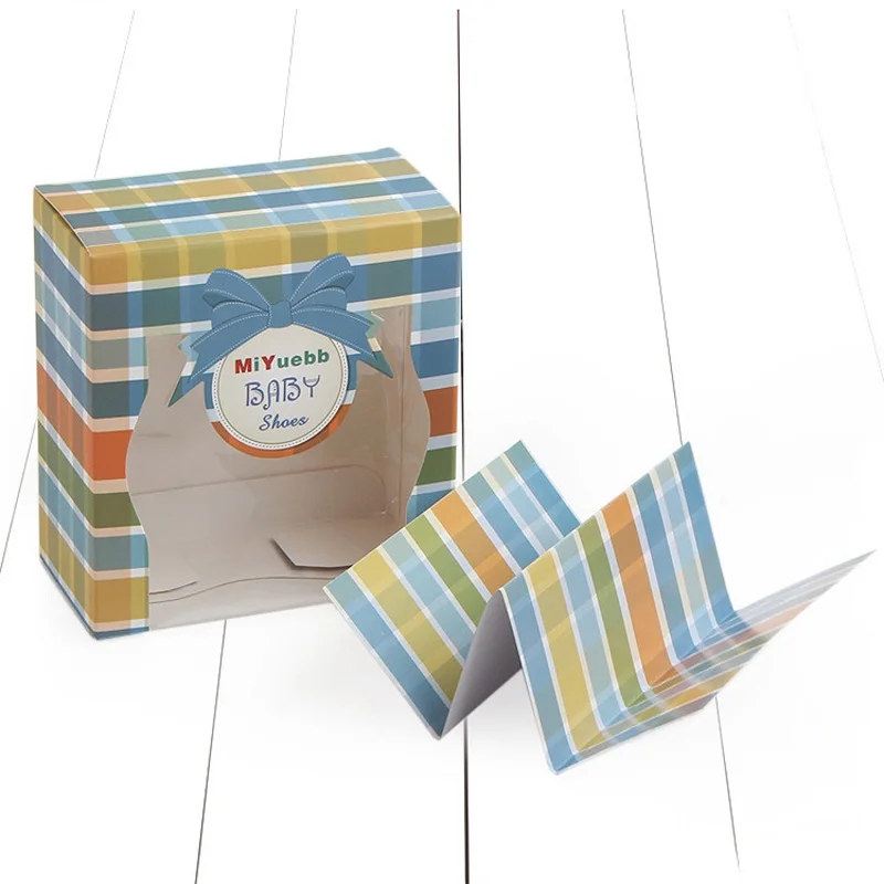 Изысканная бумажная подарочная коробка для хранения детской обуви упаковочная 14