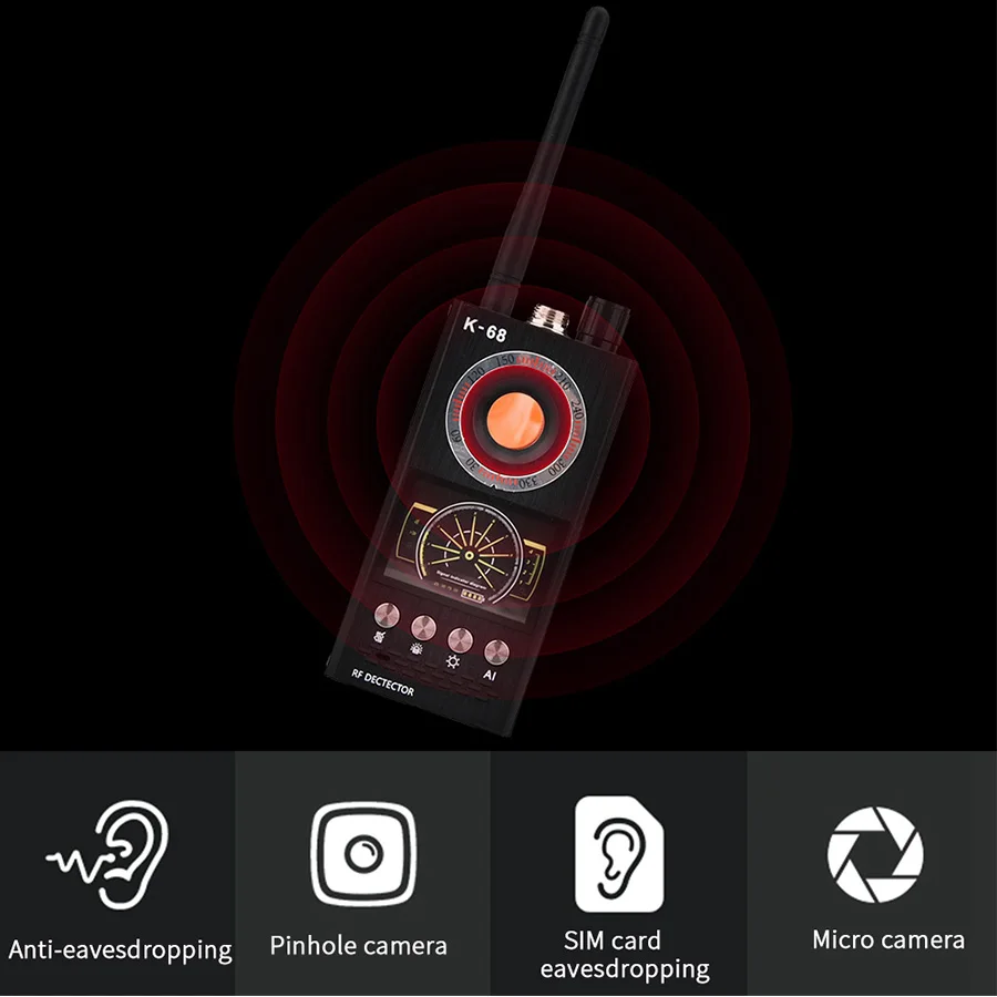 K68 RF сканер детектор шпионаж камера искатель ошибка детектор Wi-Fi сигнал gps радио телефон устройство Finder Личная защита безопасности