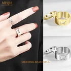 MYQIS 1 комплект панк влюбленное кольцо бабочка цветок 2021 пара медных колец для женщин вечерние ринки свадьбы регулируемые открытые кольца ювелирные изделия