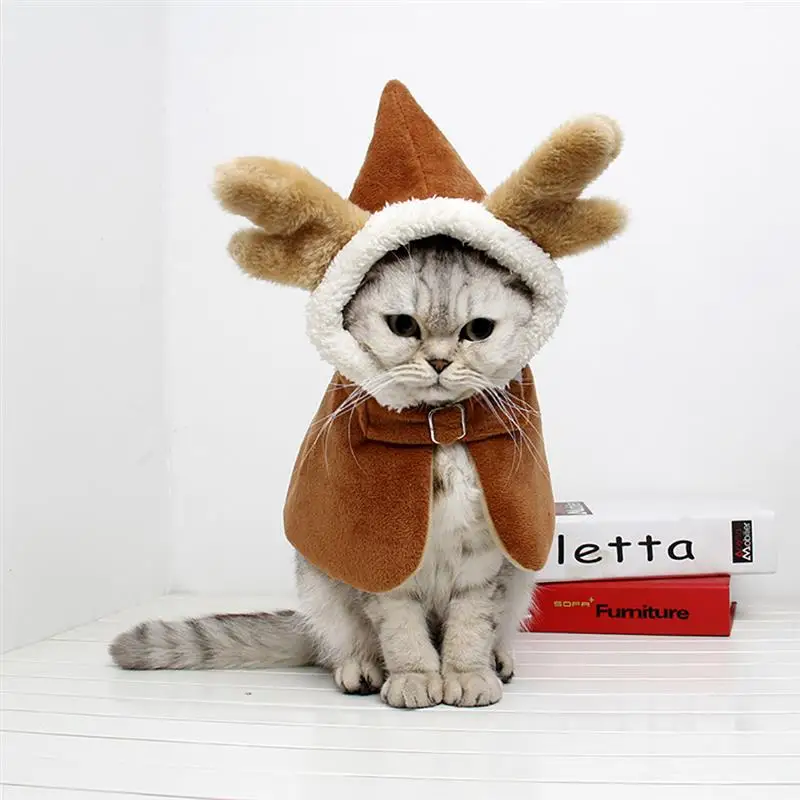 Милый Карнавальный костюм для домашних животных зимняя теплая накидка с