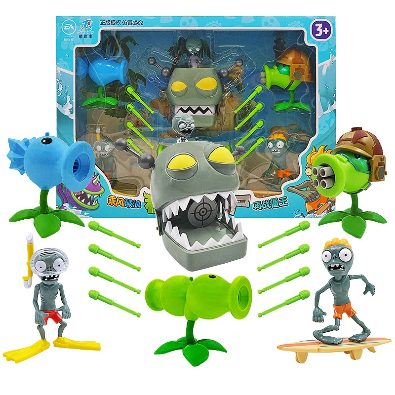 

6pcs/lot Plants vs Zombies Action Figure Toys PVZ Zombies Snow Pea Split Pea Ejection Childrens Game Toy Gift for Kids No Box