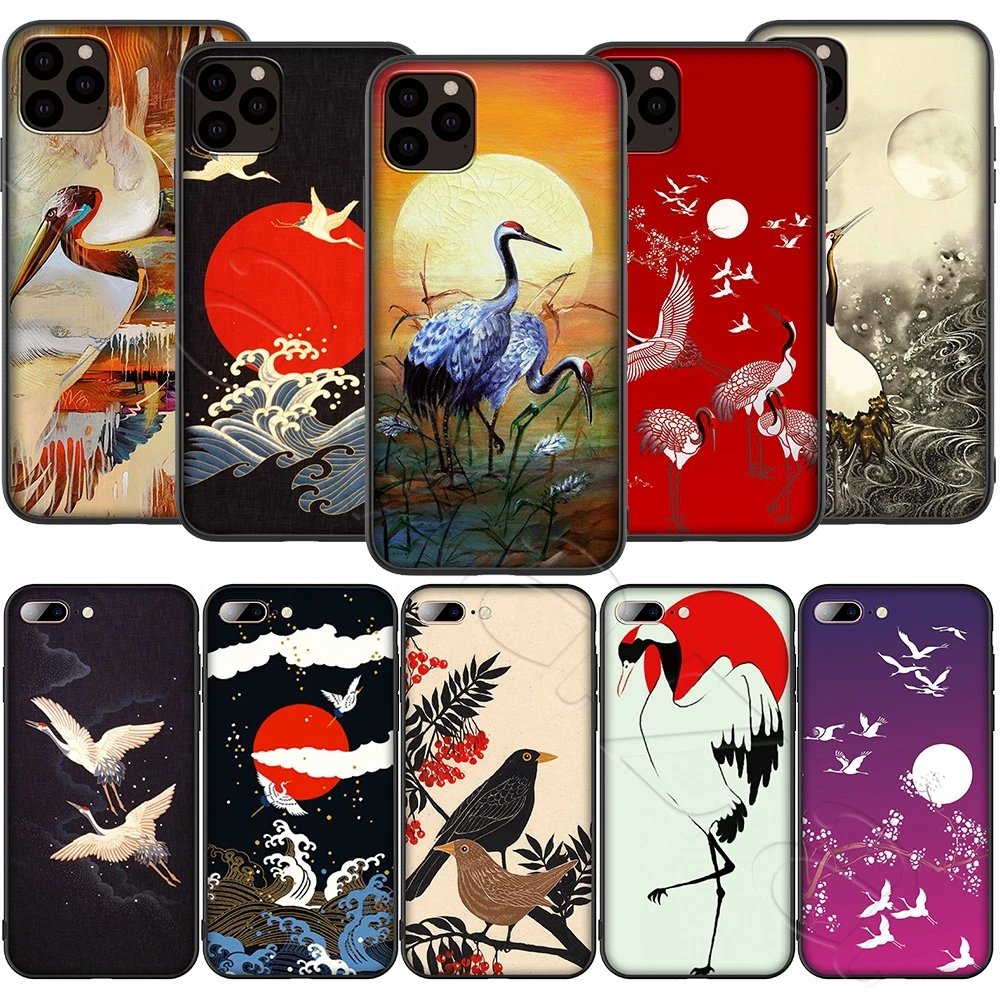 Lavaza Красочные японский журавль птица мягкий чехол из термопластичного