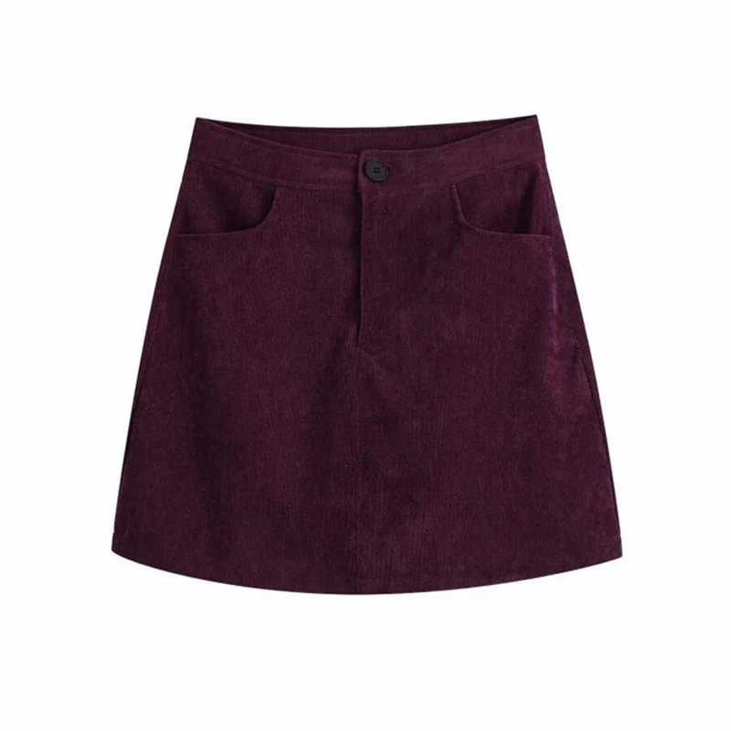 

Новая женская винтажная Вельветовая трапециевидная юбка с карманами на молнии, модная шикарная деловая юбка