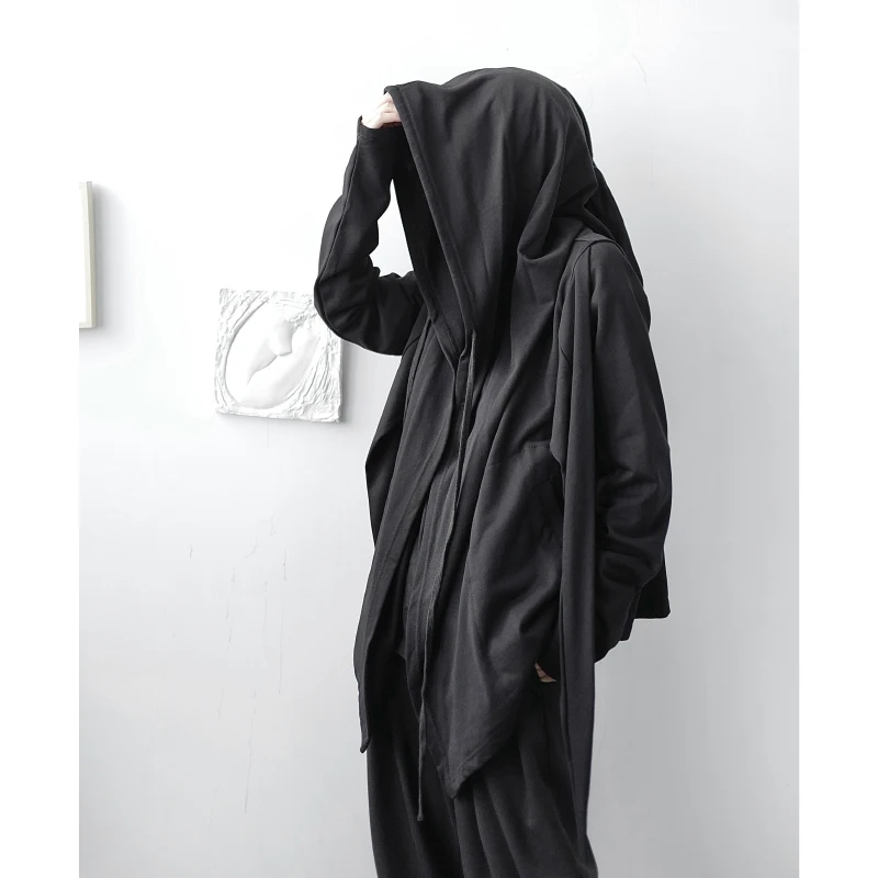 

Men Hoodie Autumn Winter Zipper Hooded Cardigan Slim Outwear Harajuku High Street Gothic Dark Owen Male Sweatshirts Men Clothing