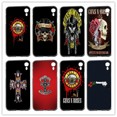 Guns n Roses мягкий чехол для мобильного телефона из ТПУ чехол для Iphone 4, 4S 5 5S SE 5C 6 6S 7 8 Plus X XS XR максимальный чехол