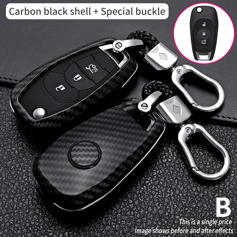 

New Folding Car Key Covers Case Fob Shell For chevrolet Spark Sonic Camaro Volt Bolt Trax Malibu Cruze Car-styling Carbon fiber