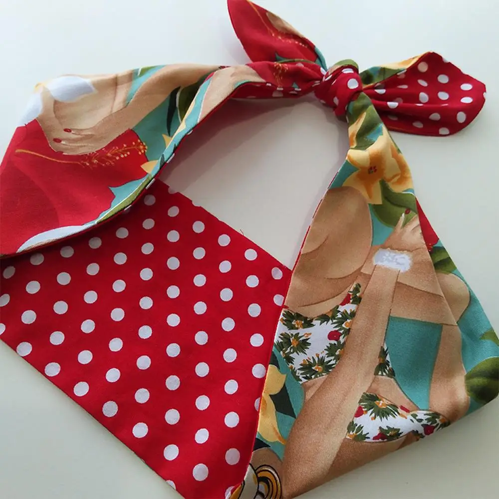 В стиле ретро с цветочным принтом заячьи ушки Налобная повязка металлической