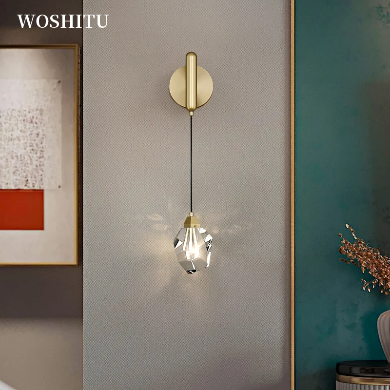 

Modern Crystal Wall Lamp for Living Room Bedroom Hanging Wire Wall Lights Home Decor Indoor Lighting Fixture G9 Wall Sconce