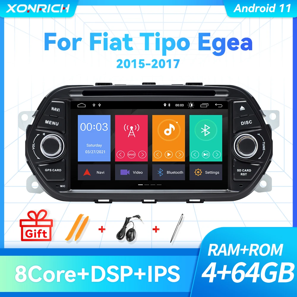 

IPS DSP 4GB 64GB 1Din Android 11 Car Radio DVD For Fiat Tipo Aegea Egea 2015 2016 2017 Auto multimedia player Stereo head unit