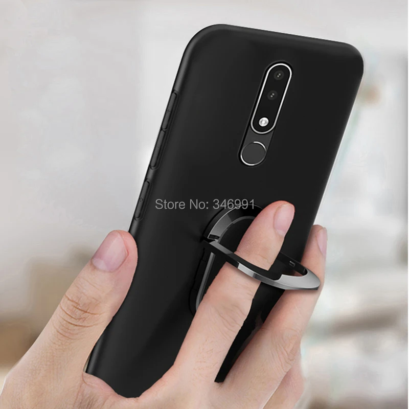 Чехол для Nokia 4,2 чехол Роскошный 5,71 дюймов мягкий черный силиконовый магнитный автомобильный держатель кольцо Funda для Nokia 4,2 чехлы для телефонов