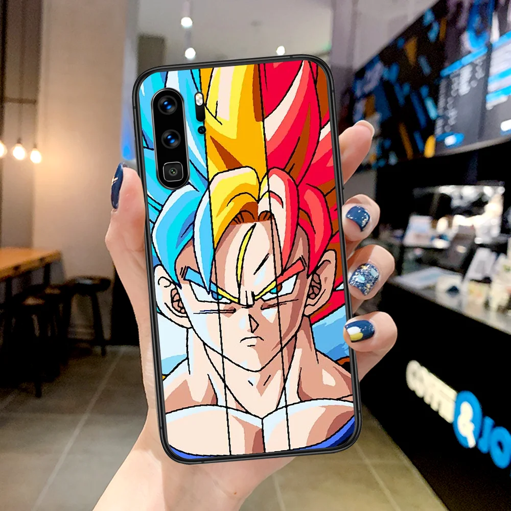 

Japanese Cartoon Funny Goku Phone Case For Huawei P Mate Smart 10 20 30 40 Lite Z 2019 Pro black Coque Trend Shell Silicone Back