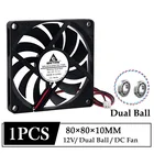1 шт. Gdstime 12 в 80 мм 80x10 мм двойной шар осевой корпус ПК кулер 8 см 80 мм x 10 мм для ноутбука процессора Бесщеточный вентилятор охлаждения