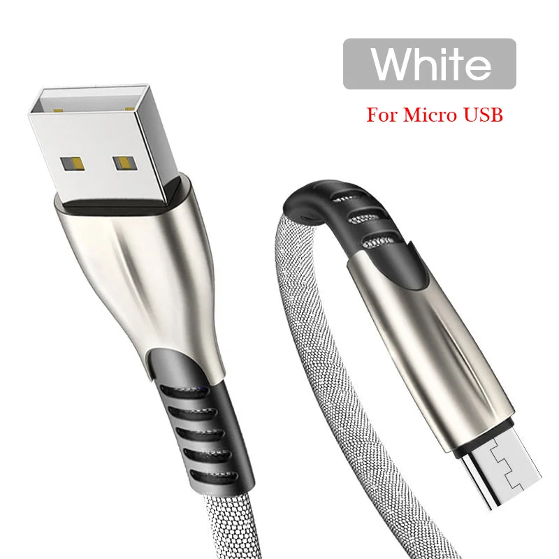 White-Micro 3а высокоскоростной зарядный кабель Micro USB быстрая зарядка type-C USBC type C зарядный кабель передачи данных USB шнур безопасная зарядка - Цвет: White-Micro