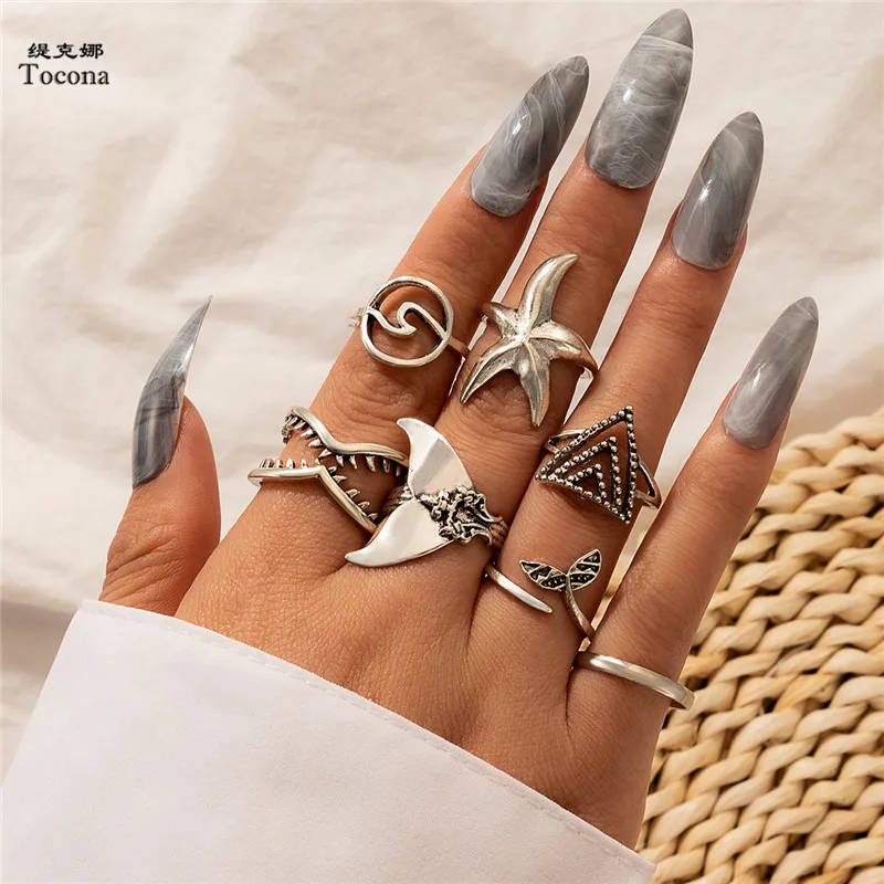 Tocona 7 шт./компл. богемный Starfish фасона рыбий хвост серебро цветное соединение