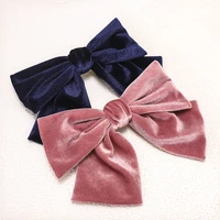 1pc new fashion girls velvet bow barrette hair clips women hair accessories ponytail clip solid color big bow hairpins