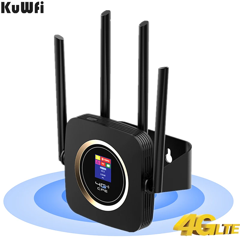KuWFi 4G LTE маршрутизатор Lan порт беспроводной CPE встроенный аккумулятор 3000 мАч 300 Мбит/с высокоскоростная Мобильная точка доступа Wifi со слотом для sim-карты