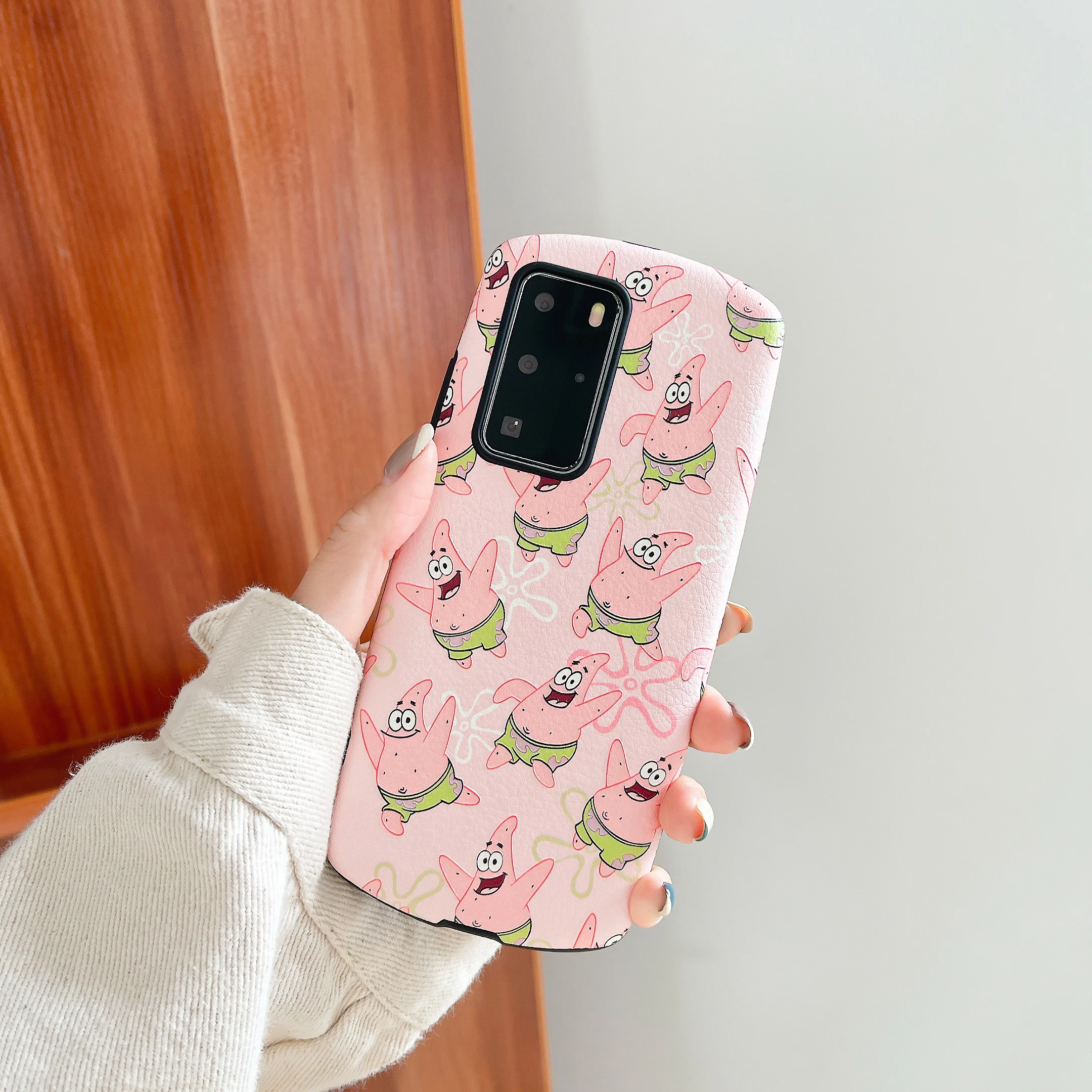

For Huawei P30 P20 P40 Mate 30 40 Nova 7 8 Pro Cute Cartoons Pattern Pink Case Heavy Duty PU Leather Phone Cover