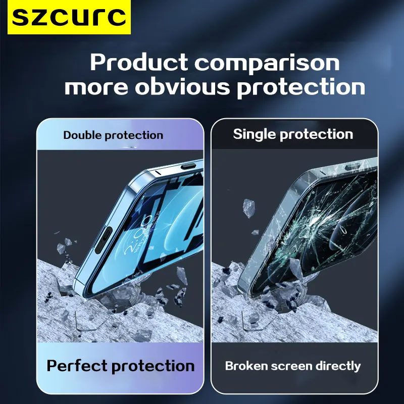 for iphone 13 pro max case new360° full protection tempered magnetic adsorption glass phone sleeve iphone 13 mini phone cover free global shippi