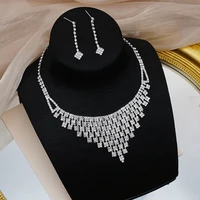 luxury zircon crystal necklace earrings sets geometric necklace for women weddings banquet jewelry accessories 2021 new