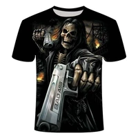 2021 new summer hot sale fear 3d horror skull pattern top mens and womens short sleeved street fashion top t shirt