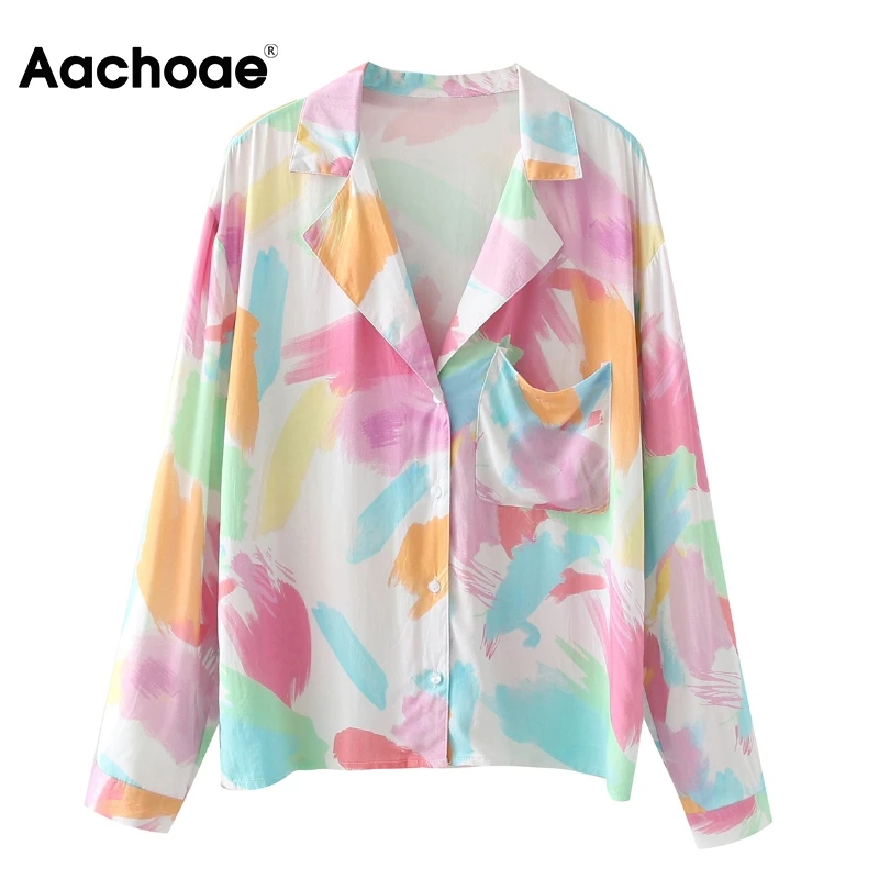 

Блузка женская с длинным рукавом летучая мышь, отложным воротником и карманами