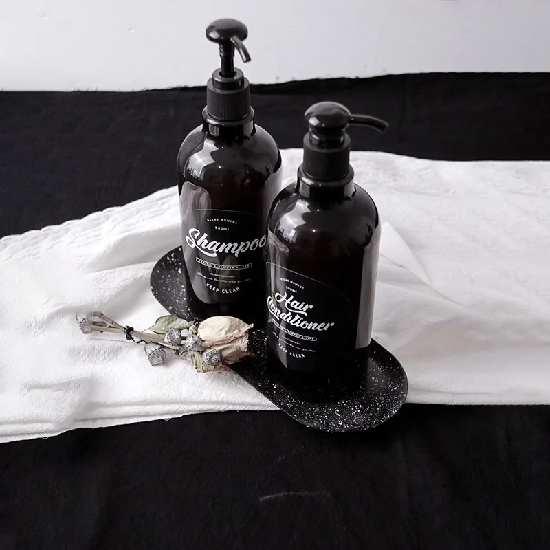 500 мл скандинавские коричневые пластиковые бутылки для хранения шампуня ванной