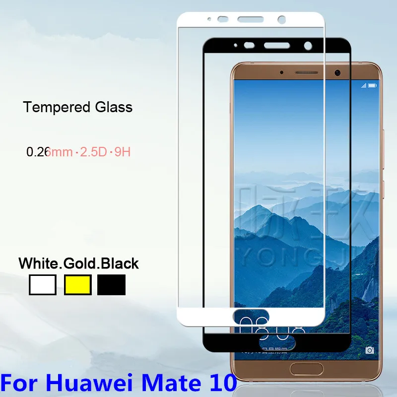 

Высококачественное защитное стекло с полным покрытием для Huawei Mate 10, закаленное защитное стекло для экрана, защитная пленка, черный, белый, з...
