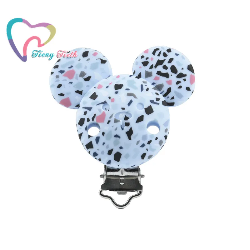 1 шт. Пастельная синяя мышь силиконовый жевательный ребенок соски зажимы