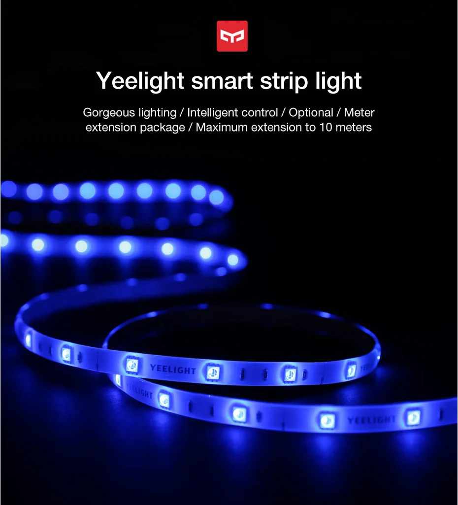 Xiaomi Yeelight умный красочный атмосферный светильник 2 м Xiao mi Home APP RGB светильник s работа с Alexa Google Assistant Homekit
